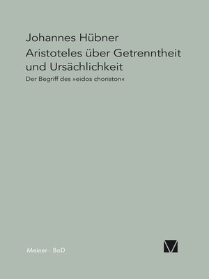 cover image of Aristoteles über Getrenntheit und Ursächlichkeit